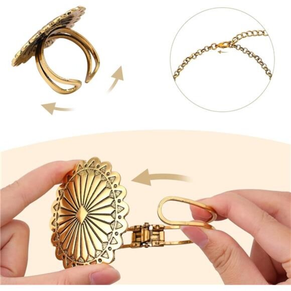 Western Turquoise Jewelry Set Necklace Earrings Bracelet Ring Boho Cowgirl Gift - Picture 5 of 7